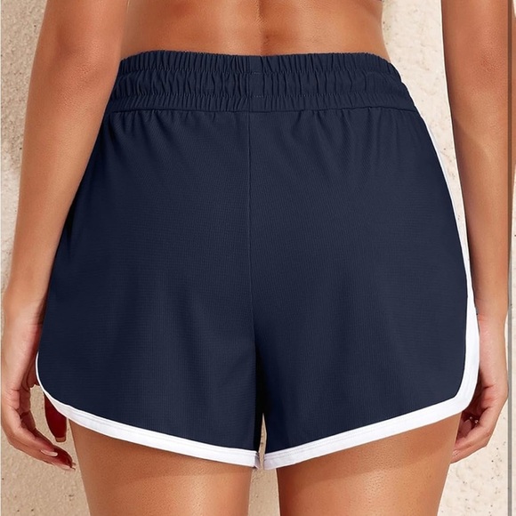Women's Navy Blue Athletic Shorts (055) - Picture 3 of 5